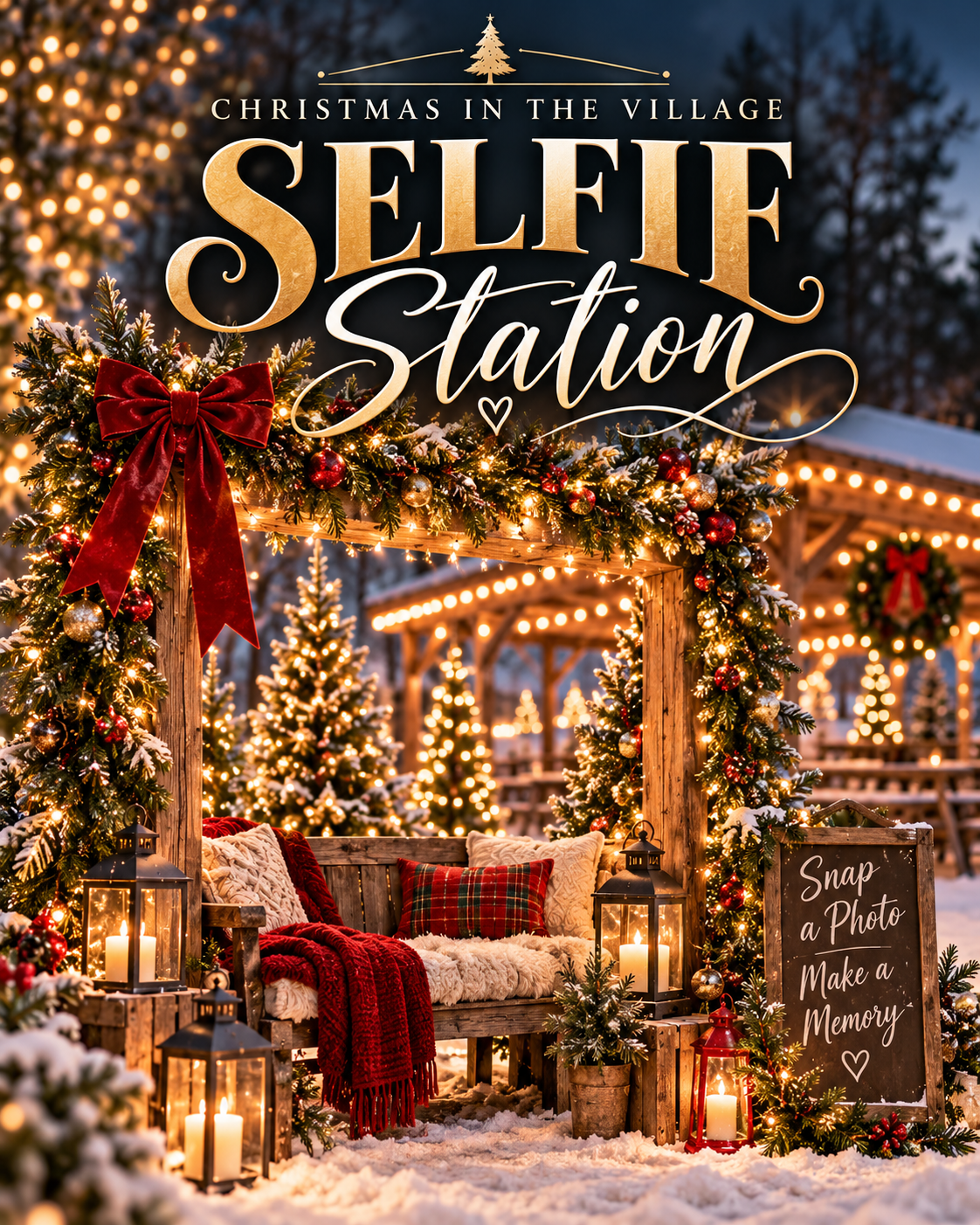 Christmas selfie station and antler fun at Rotary Park during Christmas in the Village in Cass City Michigan