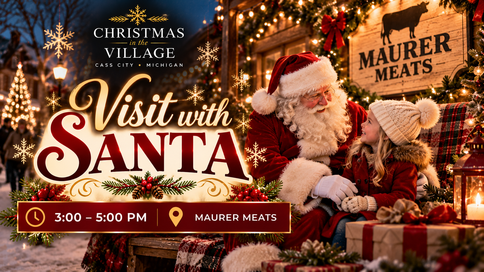 Santa at Maurer Meats during Christmas in the Village, a Cass City Michigan Christmas event